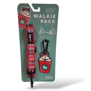 Sassy Woof Puppuccino Walkie Pack Dog Leash & Waste Bag 60" NEW Coffee Theme